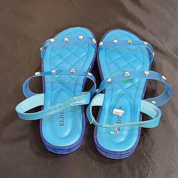 BRAND NEW ELDITAS JELLY STUDDED DOUBLE AND ANKLE STRAP WOMEN"S OPEN TOE … - Picture 5 of 12